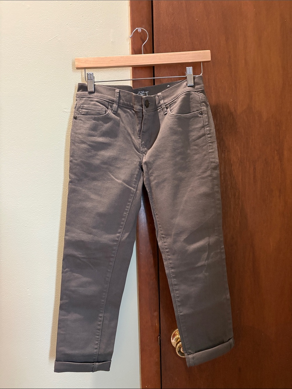Gray/Green Casual Straight-Leg Pants
